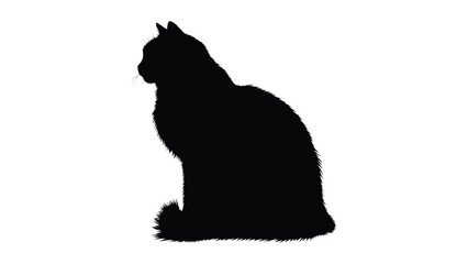 Cat silhouette sits in a rigid upright pose showing the full body outline against a white backdrop. © Sadee Girl