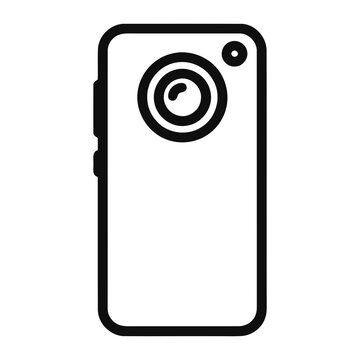Minimalist Outline Icon of a Modern Smartphone with Rear Camera