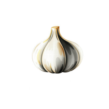Fresh garlic bulb isolated on black background