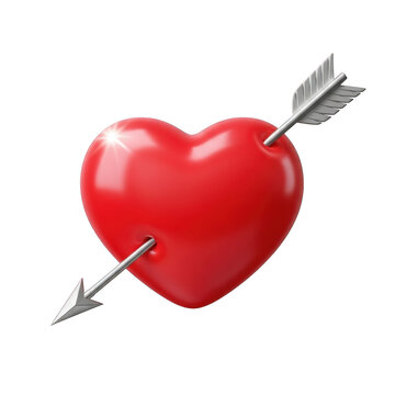 A red heart pierced by two arrows isolated on transparent background