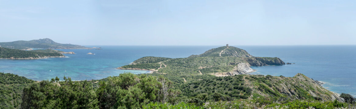 Malfatano cape peninsula aerial, Teulada, Cagliari, Italy