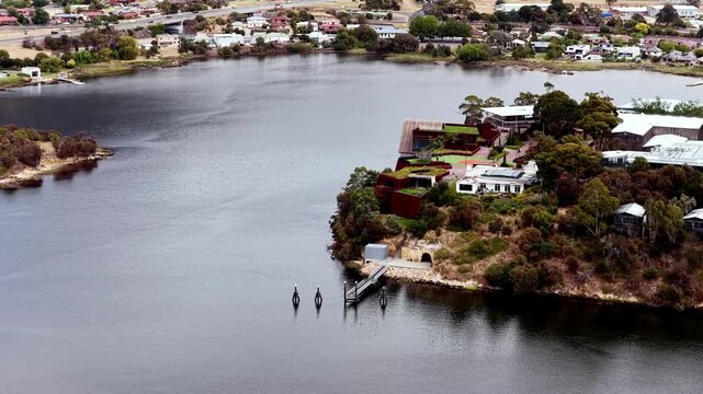 Tasmania Derwent river suburbs waterfront headland modern architecture of Museum.
