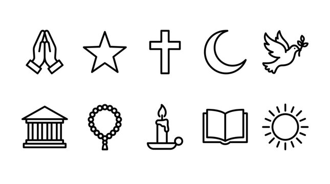 Religious symbols and icons collection.