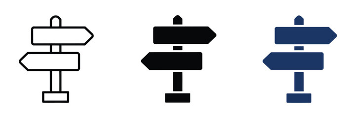 Direction signpost icons featuring navigation routes, wayfinding symbols, destination guidance, and clean minimalist vector graphics for maps, travel, and transportation projects. © MD. ARIF ISLAM