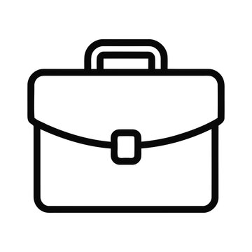 Simple Outline Graphic Icon Representing A Business Briefcase Bag With A Handle
