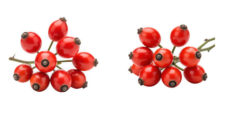 Fresh red rose hips isolated on transparent background