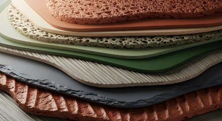 Fototapeta premium Abstract layered textures in various colors and shapes background design