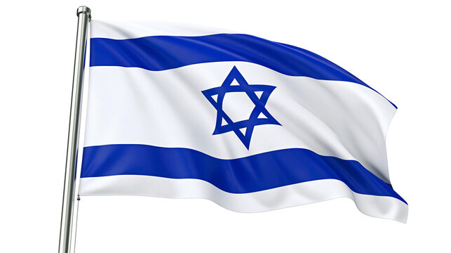 Waving Israeli flag with Star of David symbol, isolated on transparent background