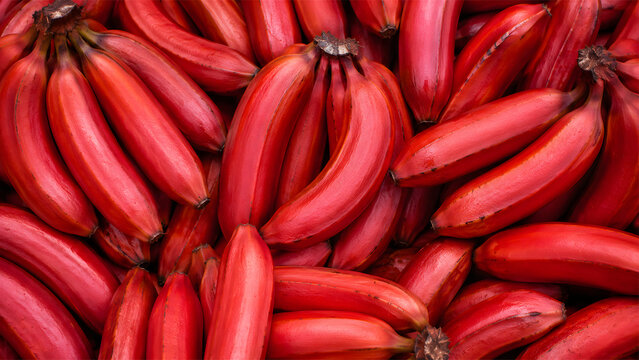 top view close up of ripe red bananas background