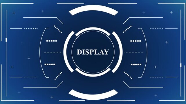 Abstract futuristic digital interface design with DISPLAY text glowing circular elements and technical data overlays on dark green background,A sophisticated digital heads-up display overlay  
