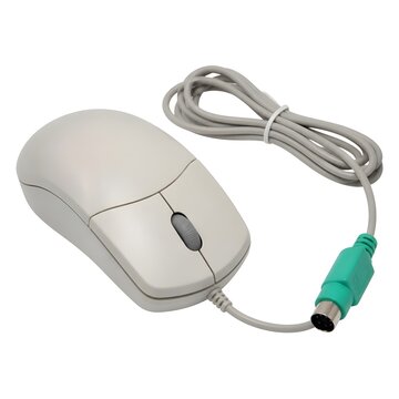 Computer mouse with wire and connector for desktop or laptop use