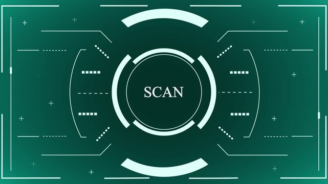 Futuristic blue HUD graphic user interface template with scan circle symbol digital screen technology elements,A futuristic blue digital HUD head-up display interface showcasing a scanning circle  