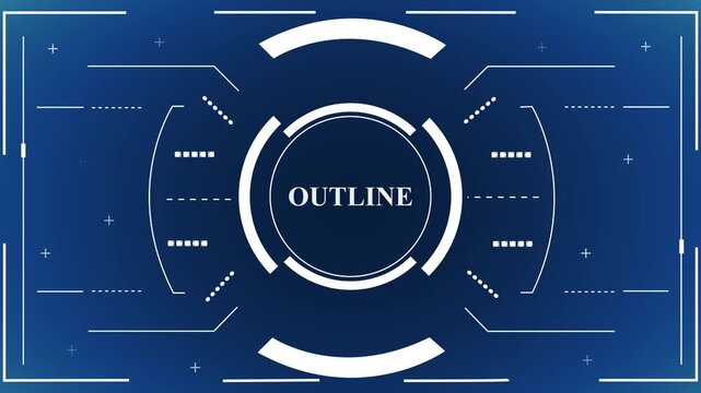futuristic blue hud interface with outline text animation, circular targeting frame and digital technology overlay