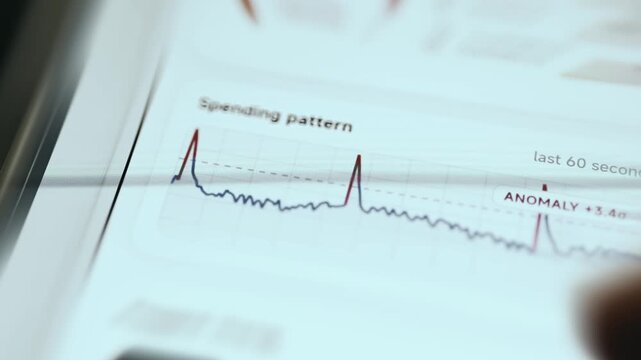 Spending pattern for the last 60 seconds showing a red trend line with spikes