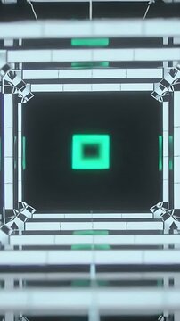 Vertical video: Advancing sequence showing stacked frames shifting focus and nesting void in studio