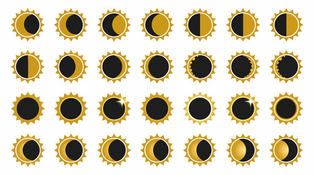 Eclipsed Solar Phases Collection Showcasing Circular Celestial Alignment and Light Transition