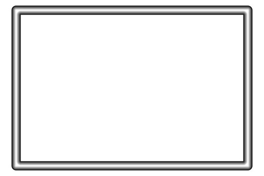 Minimalist Metallic Silver Rectangle Frame Border 3D Steel Pipe Outline Isolated on Transparent Background