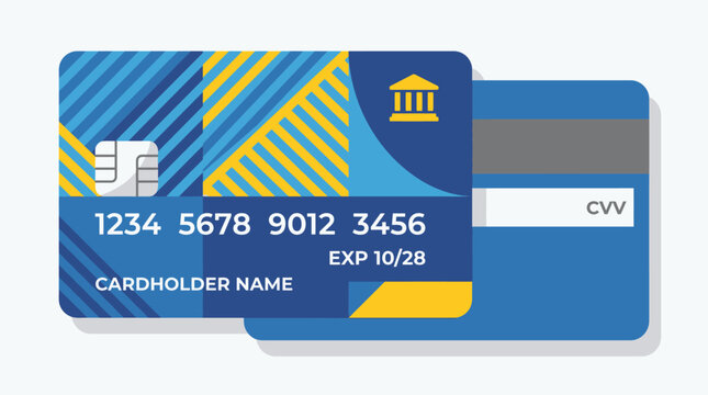 Blue credit card with yellow accents