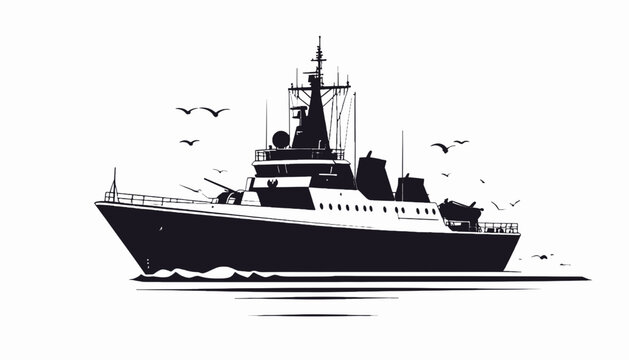 Large Military Warship Vessel at Sea.