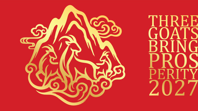 year of the goat zodiac 2027 happy chinese new year lunar china modern logo vector design 24