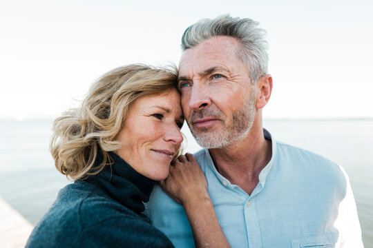 Loving couple enjoying vacation at beach