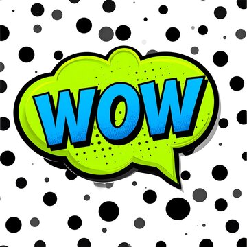 Pop Art WOW Exclamation Speech Bubble on Polka Dot Background