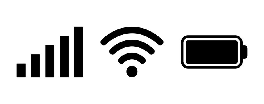 phone status bar signal wifi battery icon set vector