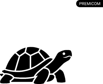 Black silhouette of a turtle with detailed shell pattern.