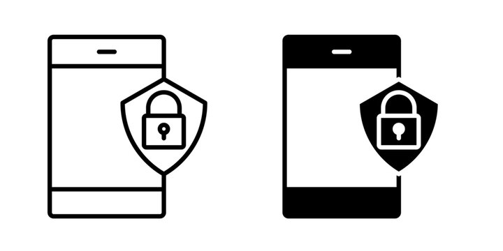 iPhone Security Icon for mobile device protection secure access and privacy management use in UI UX websites apps and systems Vector illustration with stroke and fill on a white background.