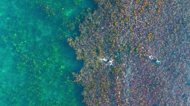 Close up fishing net background with blue ocean water, tropical reef and marine underwater texture, abstract sea pattern with sunlight, scuba diving and beach vacation concept