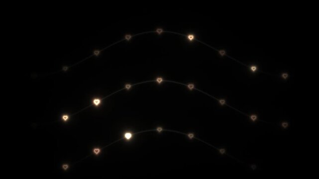 Light patterns create heart shapes in dark background
