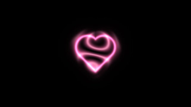 Bright pink heart shape glowing on dark background