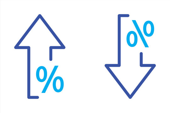 Isolated percentage arrow vector icon in line style. Business concept illustration.
