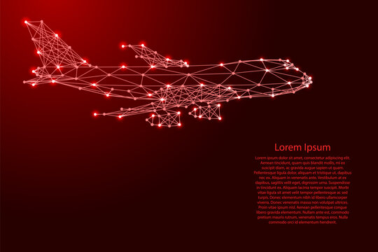 radiotelephone from futuristic polygonal red lines and glowing stars for banner, poster, greeting card