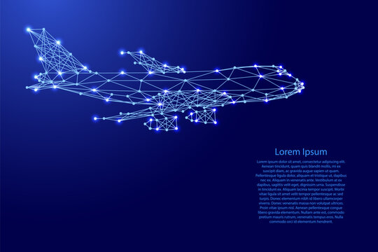 radiotelephone from futuristic polygonal blue lines and glowing stars for banner, poster, greeting card