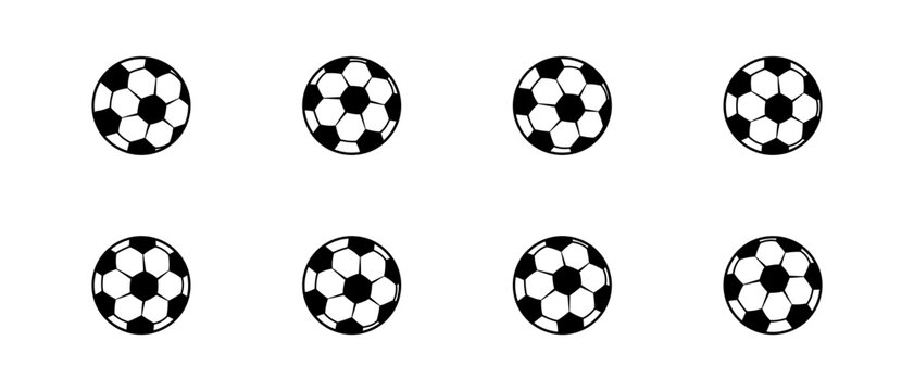 Soccer ball icon set, silhouettes of soccer balls on a white background, World Cup.