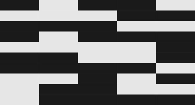 A minimalist abstract design of alternating black and white rectangles forming a bold geometric composition.