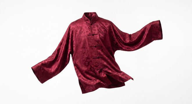 Chinese 90s Tang Jacket Floating on White Background