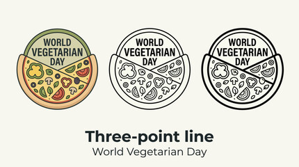 Obraz premium World Vegetarian Day Pizza Icons: Color, Outline, Line Art