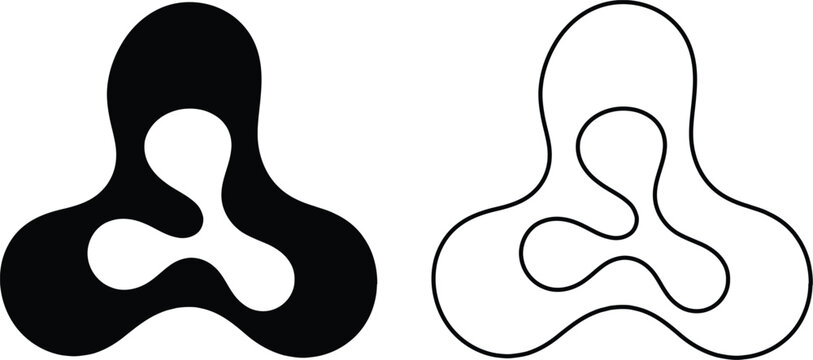 Fidget spinner icon set in black solid and outline style, isolated vector symbol for toy, game, stress relief, spin and anti-stress app design