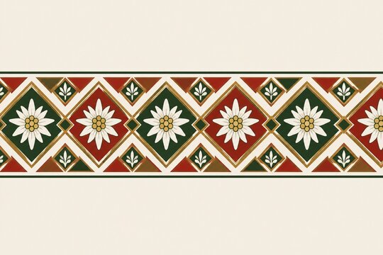 Decorative border pattern with diamonds and stylized edelweiss flowers.