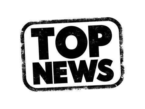 TOP NEWS text stamped inside a rounded shape with a textured, distressed look. This minimalist graphic emphasizes current events, headlines, media updates, announcements, and daily press releases.
