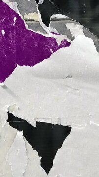 Abstract stop motion ripped street poster grunge background with colorful layered paper collage