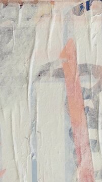 Abstract stop motion ripped weathered billboard paper texture with faded ink and grunge wrinkles