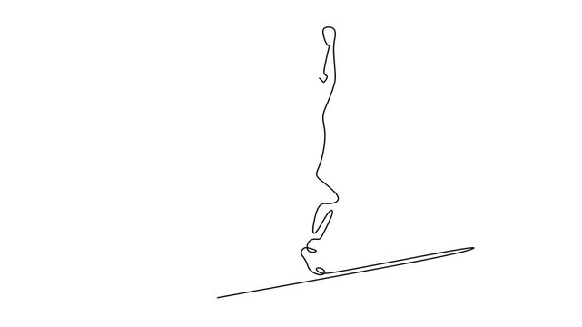 Animated self drawing of continuous line draw of Athletes Sprinting to the Finish Line Continuous Line Art. Full length one line animation. 4K	