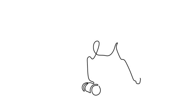 Animated self drawing of continuous line draw of   Person Exercising with Dumbbells. Full length one line animation. 4K	