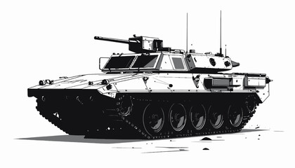 Military Tank with Turret Gun. © Alfiah