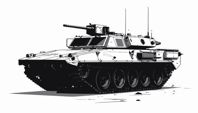 Military Tank with Turret Gun.
