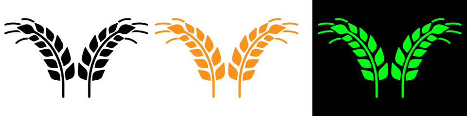 Wheat grain logo, symbol silhouettes, clipart, icon vector illustration. PNG. Editable stroke. wheat stalk on a white background.  © Newton