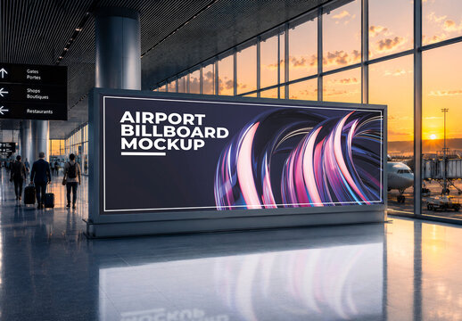 Airport Ad Billboard Mockup Template